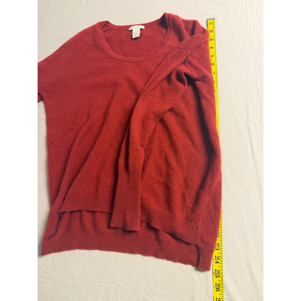 White + Warren Red 100% Cashmere V-Neck Raglan Long Sleeve Sweater Womens XS - Picture 4 of 4